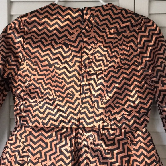 Kenzo Metallic Dress Kids Girls Bronze Black Zigzag 5Y - Picture 5 of 7